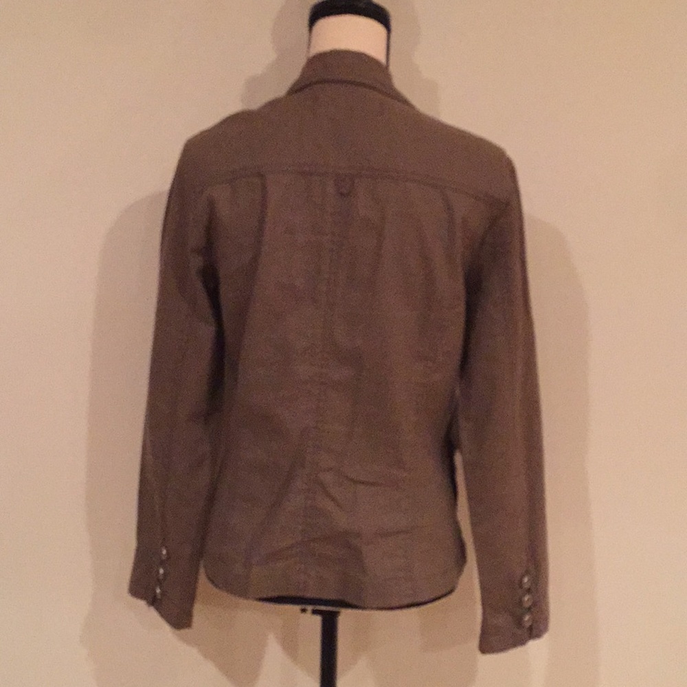 Taupe Button Front Jacket With Pockets - image 3